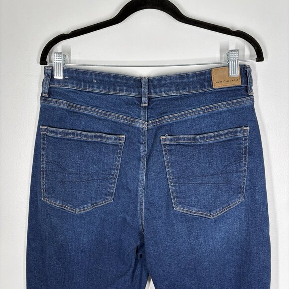 American Eagle Women 12 X-LONG Blue Medium Wash Denim High Rise Stretch Mom Jean - Picture 8 of 13